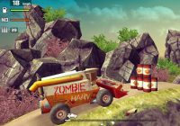 車をアップグレードしてゾンビが出現する道を進むカーゲーム Zombie Derby 2